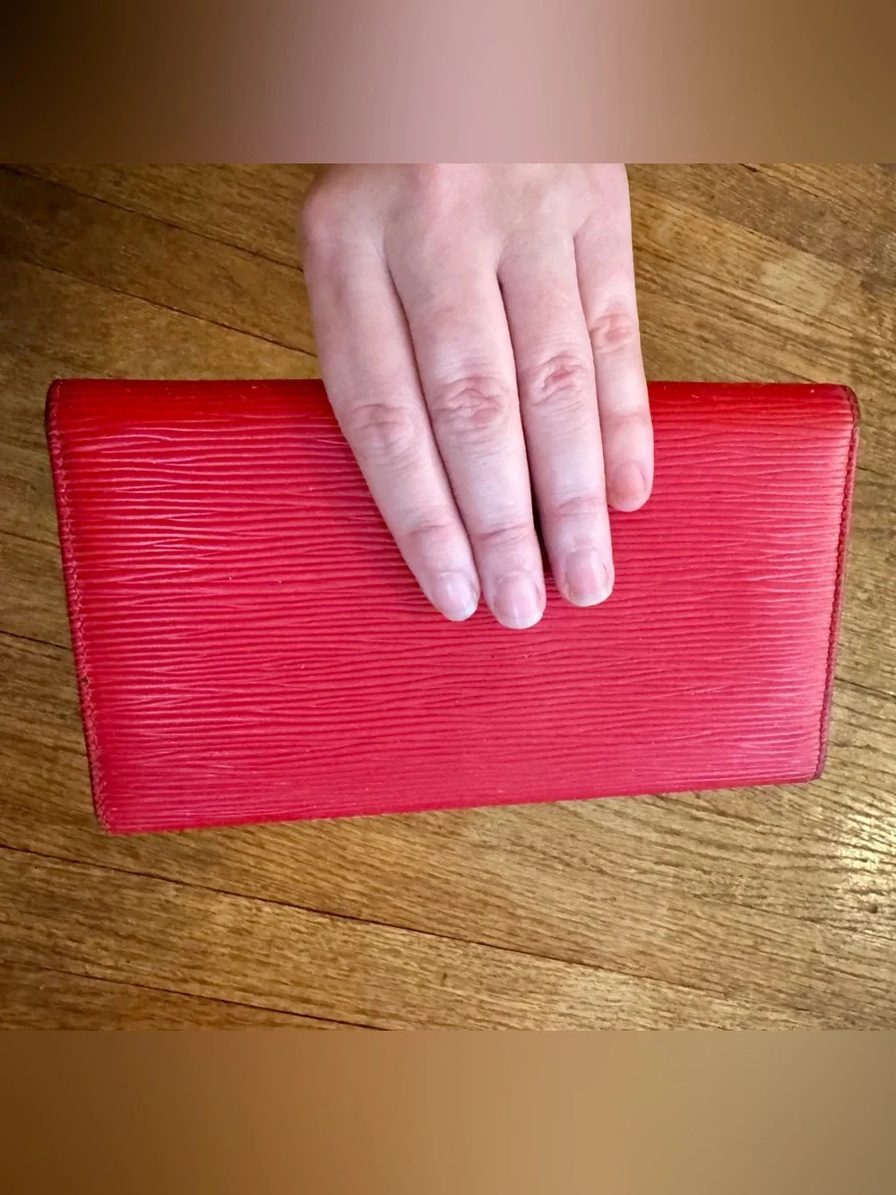 Louis Vuitton Red Textured Epi Leather Long Wallet